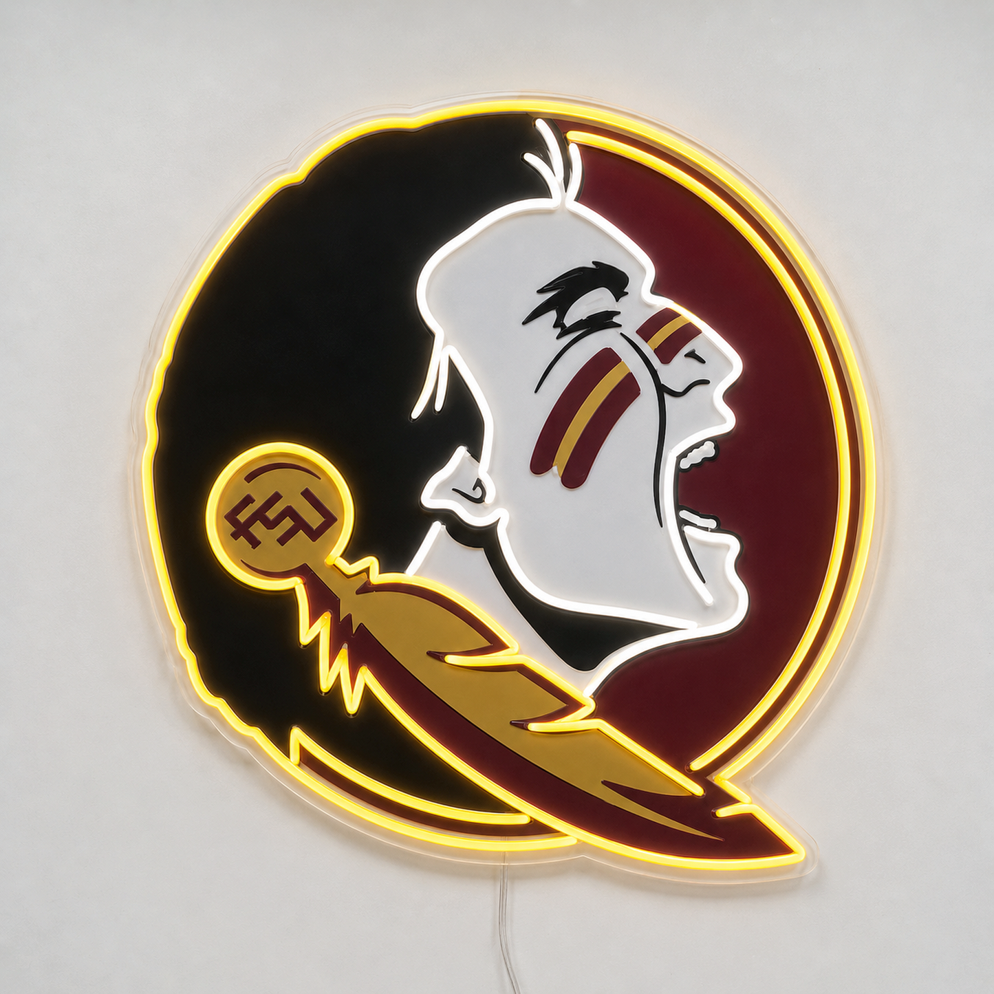 Florida State Seminoles logo LED neon sign in garnet and gold