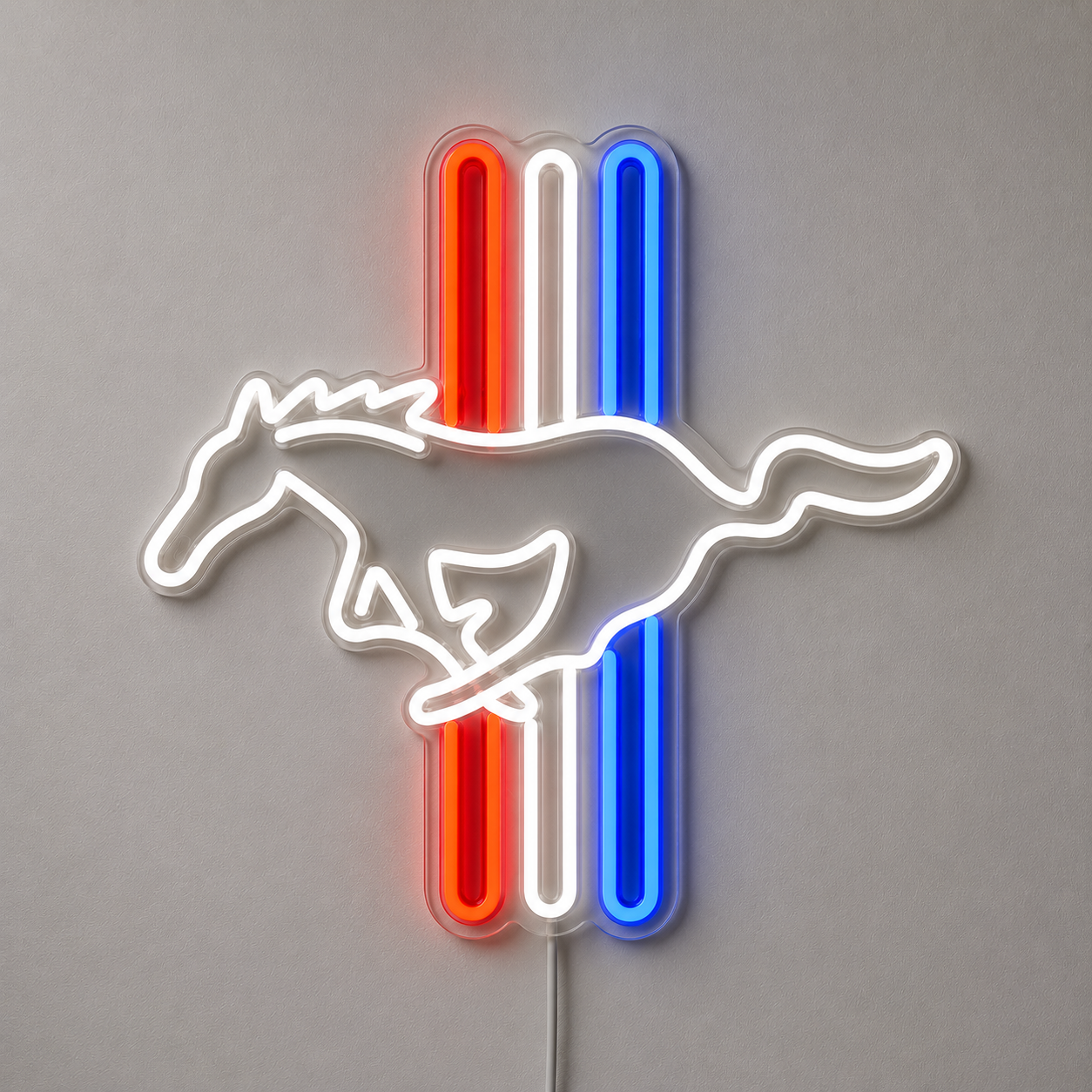 Ford Mustang (Tri-Bar White) LED Neon Sign