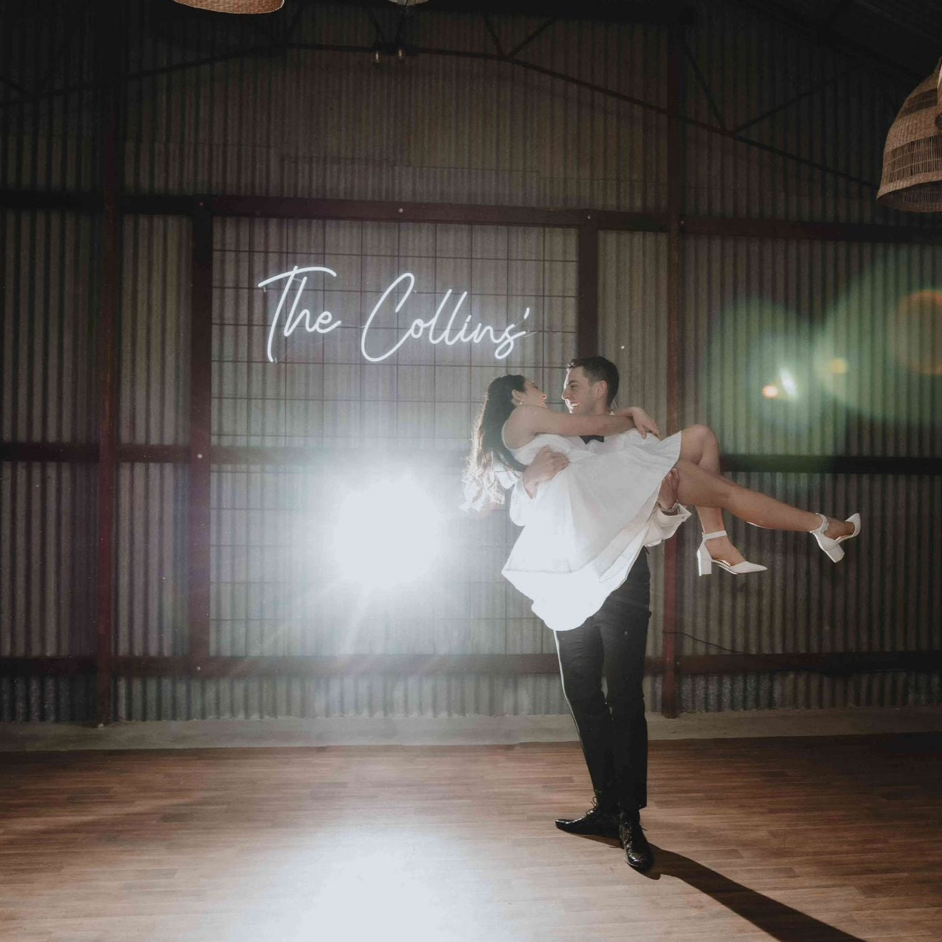 A Personal Touch: The Collins' Custom Neon Sign at Their Wedding in Busselton, WA