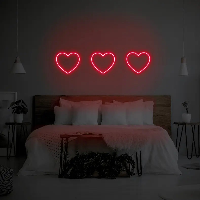 3 Hearts LED Neon Light Sign - Neon Lanes