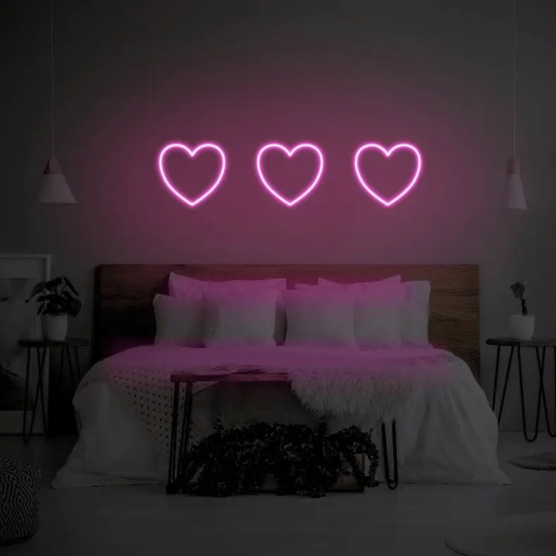 3 Hearts LED Neon Light Sign - Neon Lanes