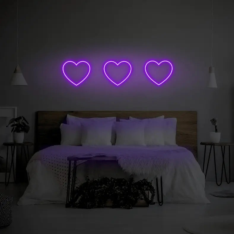 3 Hearts LED Neon Light Sign - Neon Lanes
