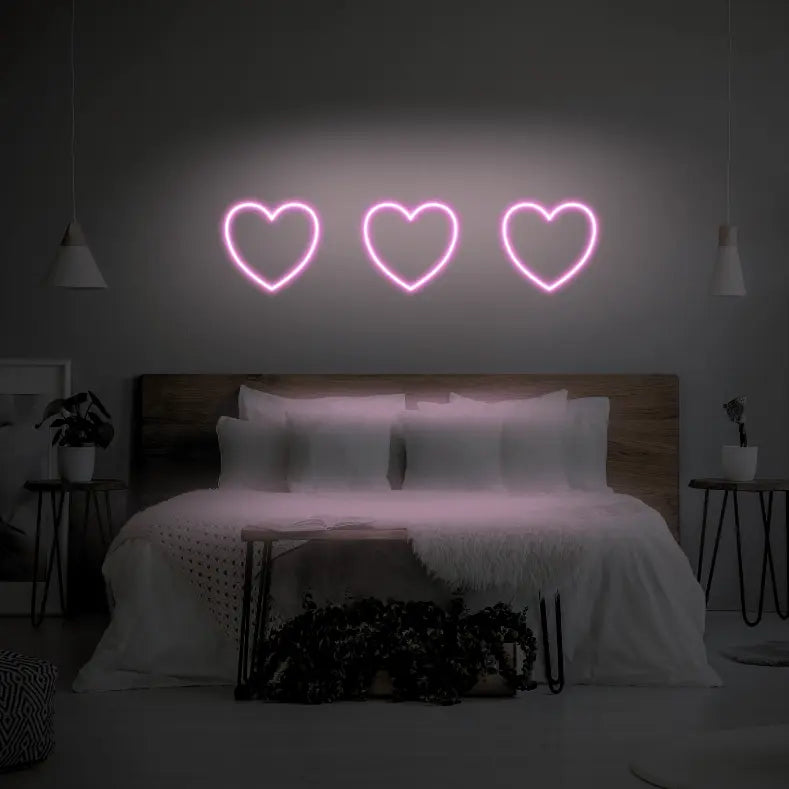 3 Hearts LED Neon Light Sign - Neon Lanes