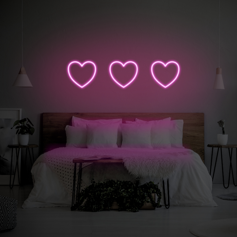 3 Hearts LED Neon Light Sign
