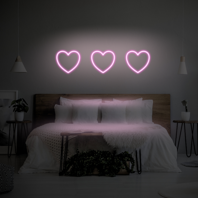 3 Hearts LED Neon Light Sign