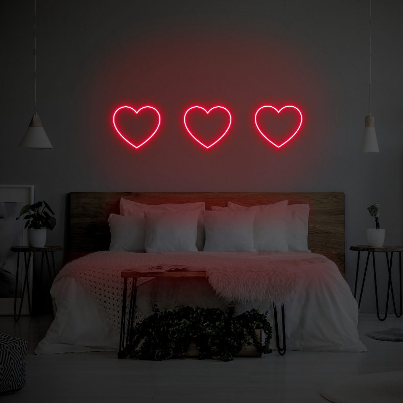 3 Hearts LED Neon Light Sign