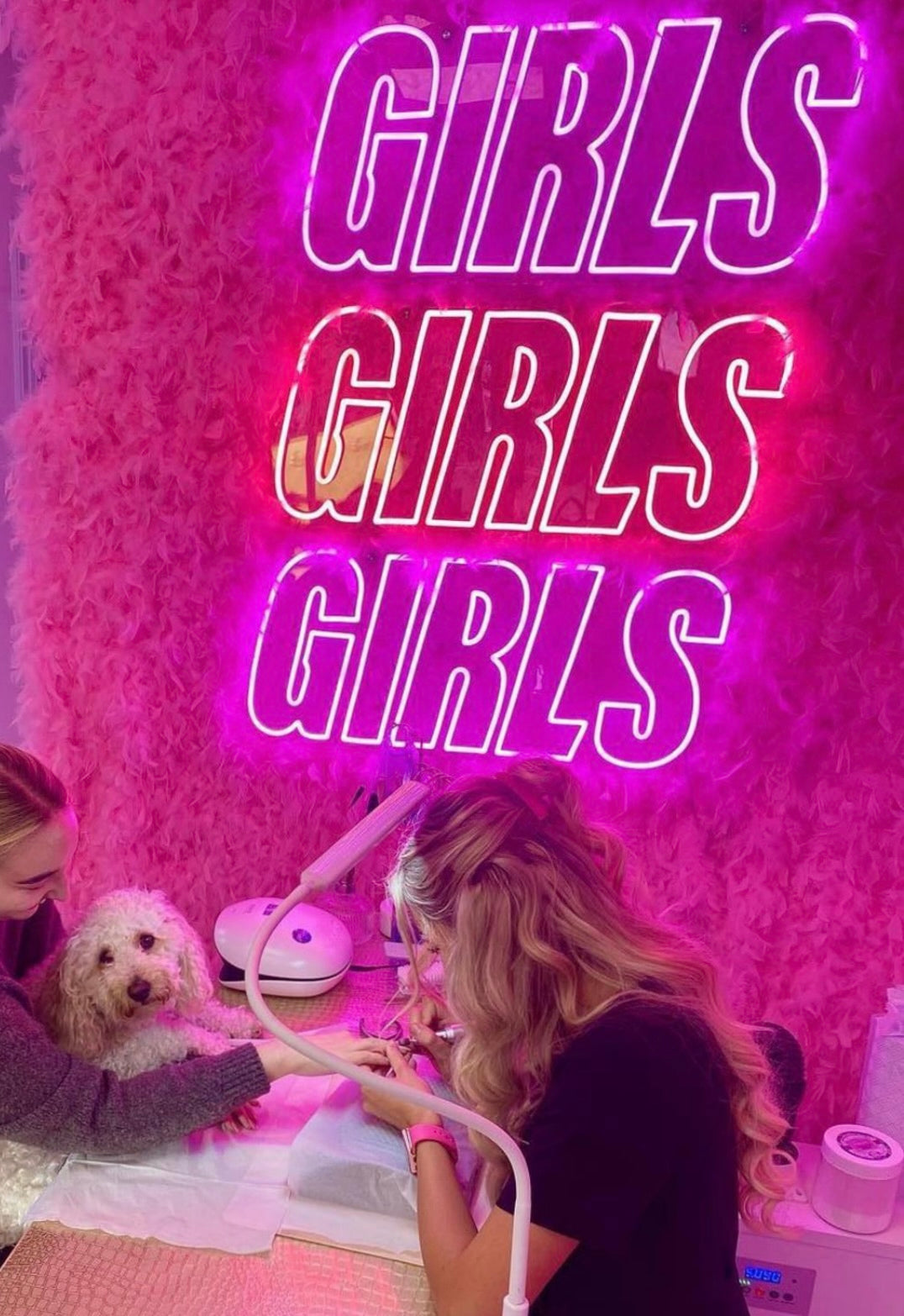Girls Girls Girls Pink LED Custom Neon Sign Nail Salon
