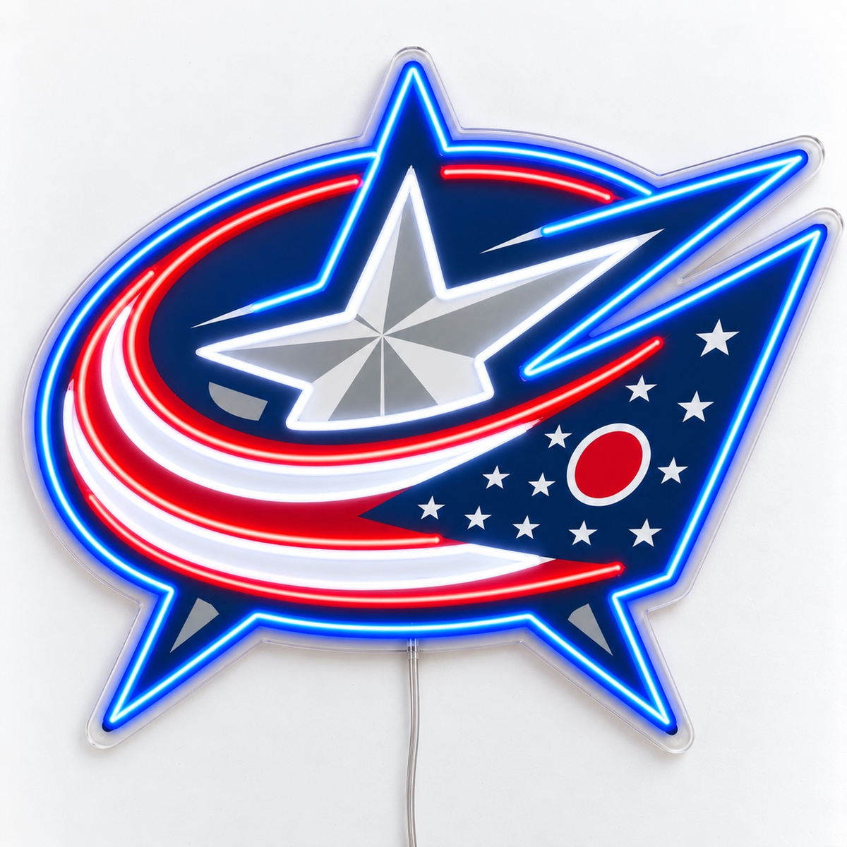 Columbus Blue Jackets LED neon sign in navy, red and white