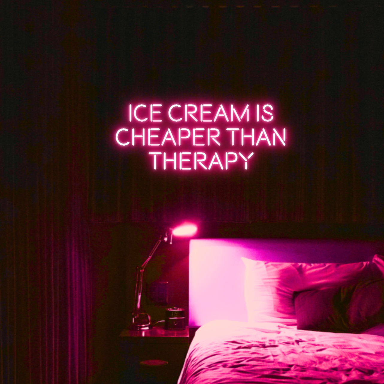 Ice Cream Is Cheaper Than Therapy LED Neon Light Sign