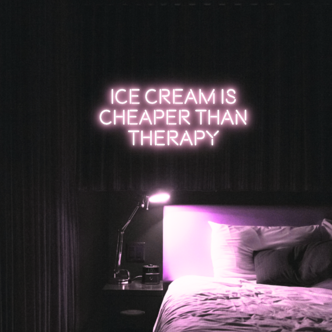 Ice Cream Is Cheaper Than Therapy LED Neon Light Sign