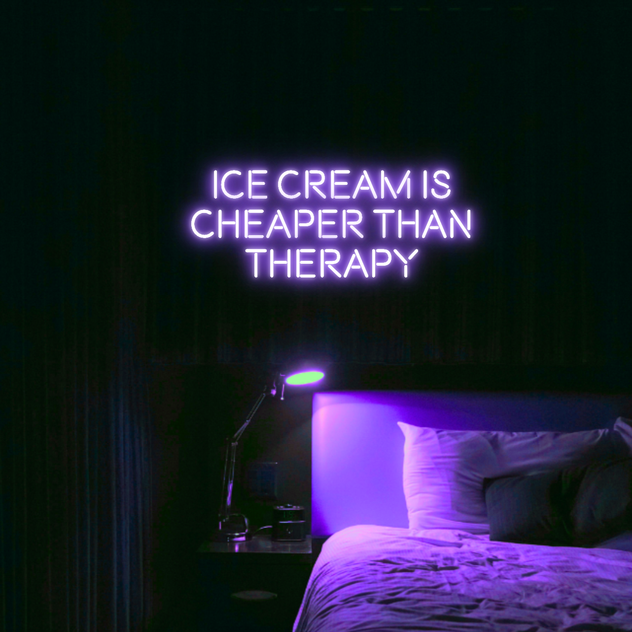 Ice Cream Is Cheaper Than Therapy LED Neon Light Sign