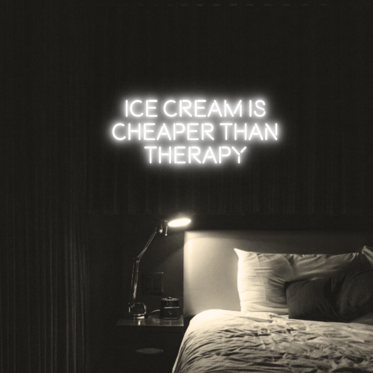 Ice Cream Is Cheaper Than Therapy LED Neon Light Sign