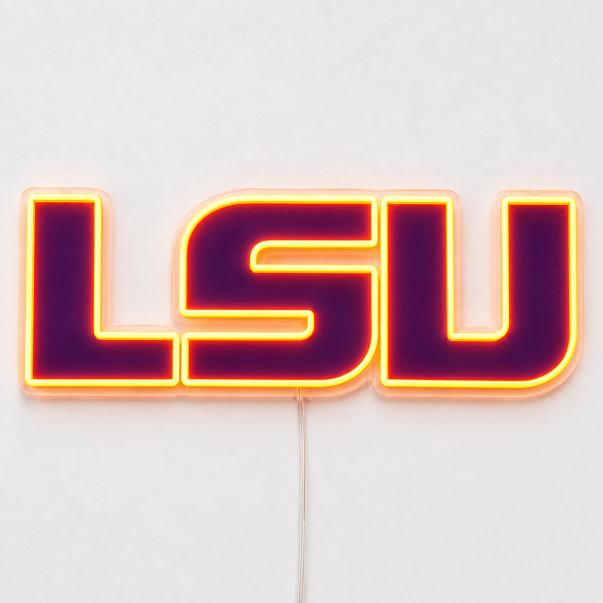 LSU Tigers wordmark LED neon sign in purple and gold