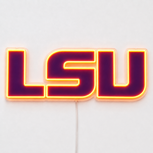 LSU Tigers wordmark LED neon sign in purple and gold