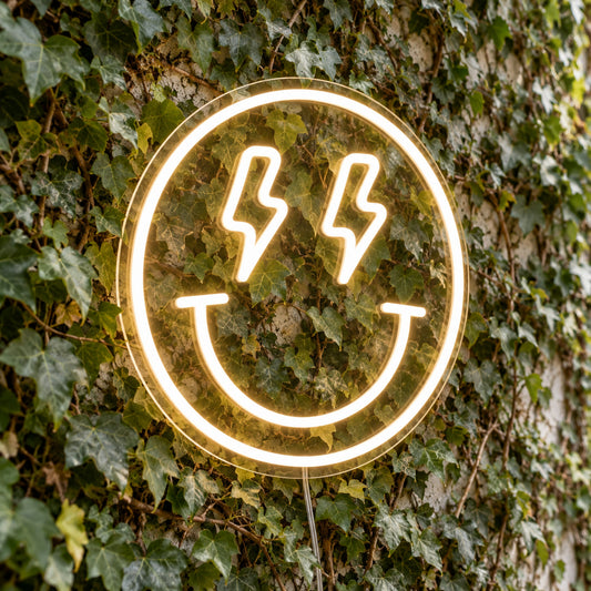 Lightning Smiley Face LED Neon Light Sign product photo 1