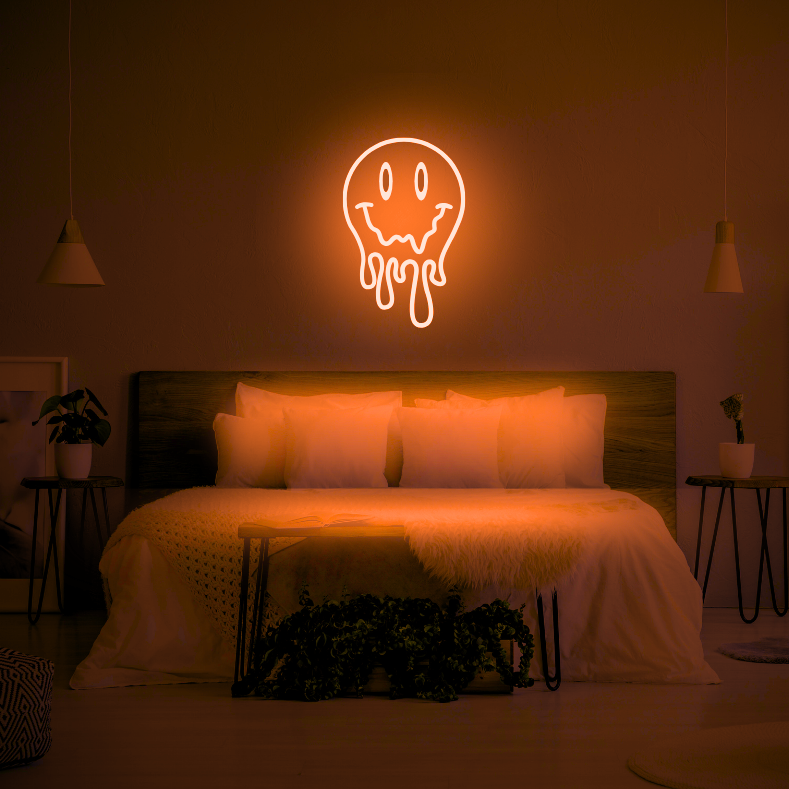 Melting Smiley Face LED Neon Light Sign