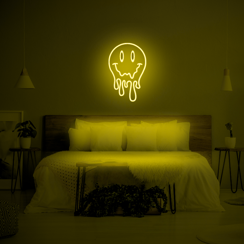 Melting Smiley Face LED Neon Light Sign