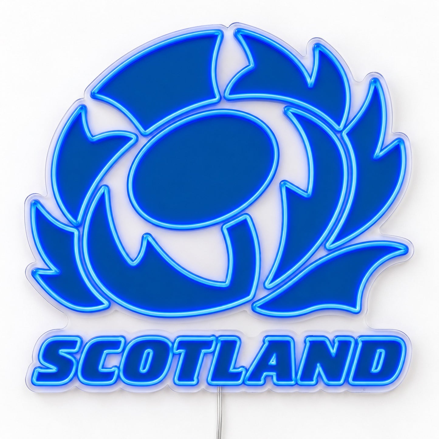 Scotland Rugby LED neon sign with a blue thistle emblem