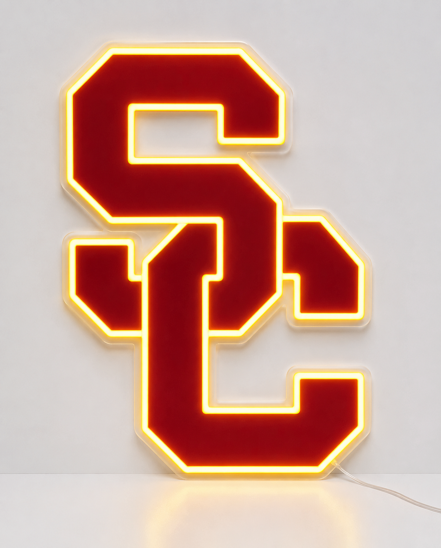 USC Trojans SC logo LED neon sign in cardinal red and gold
