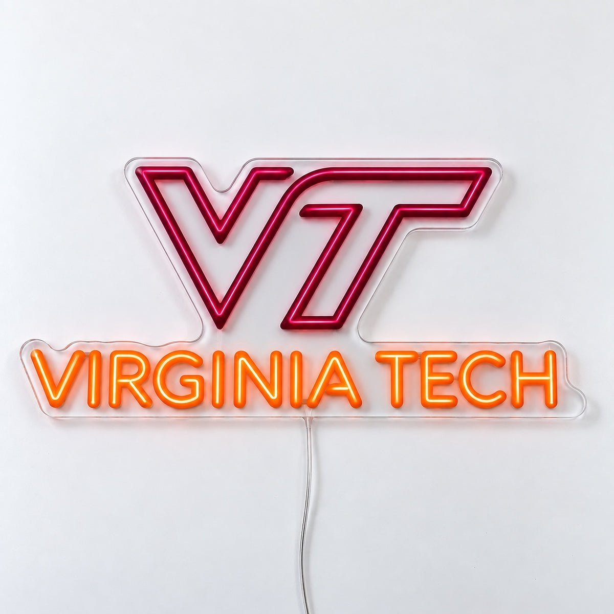 Virginia Tech Hokies LED neon sign in maroon and orange