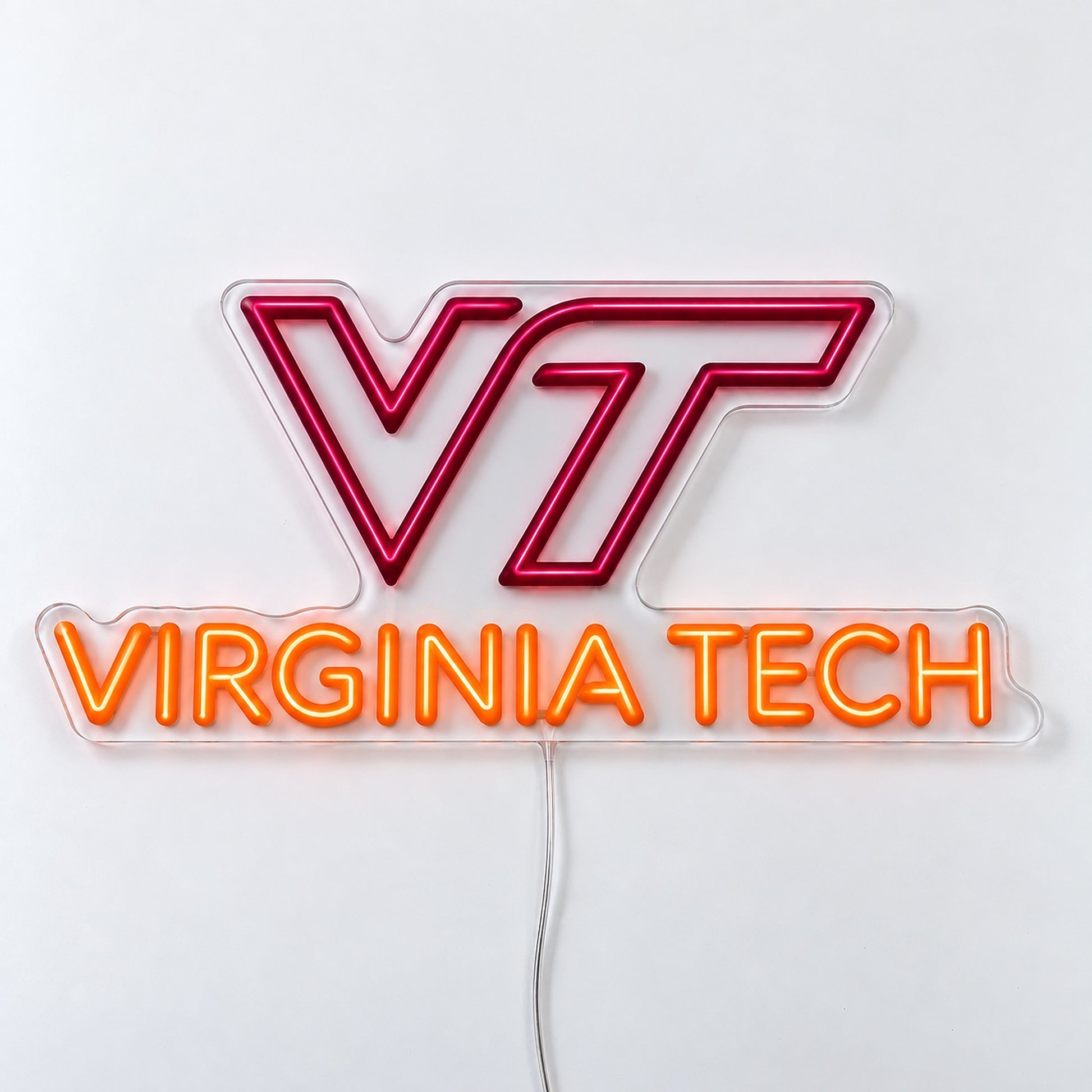 Virginia Tech Hokies LED neon sign in maroon and orange