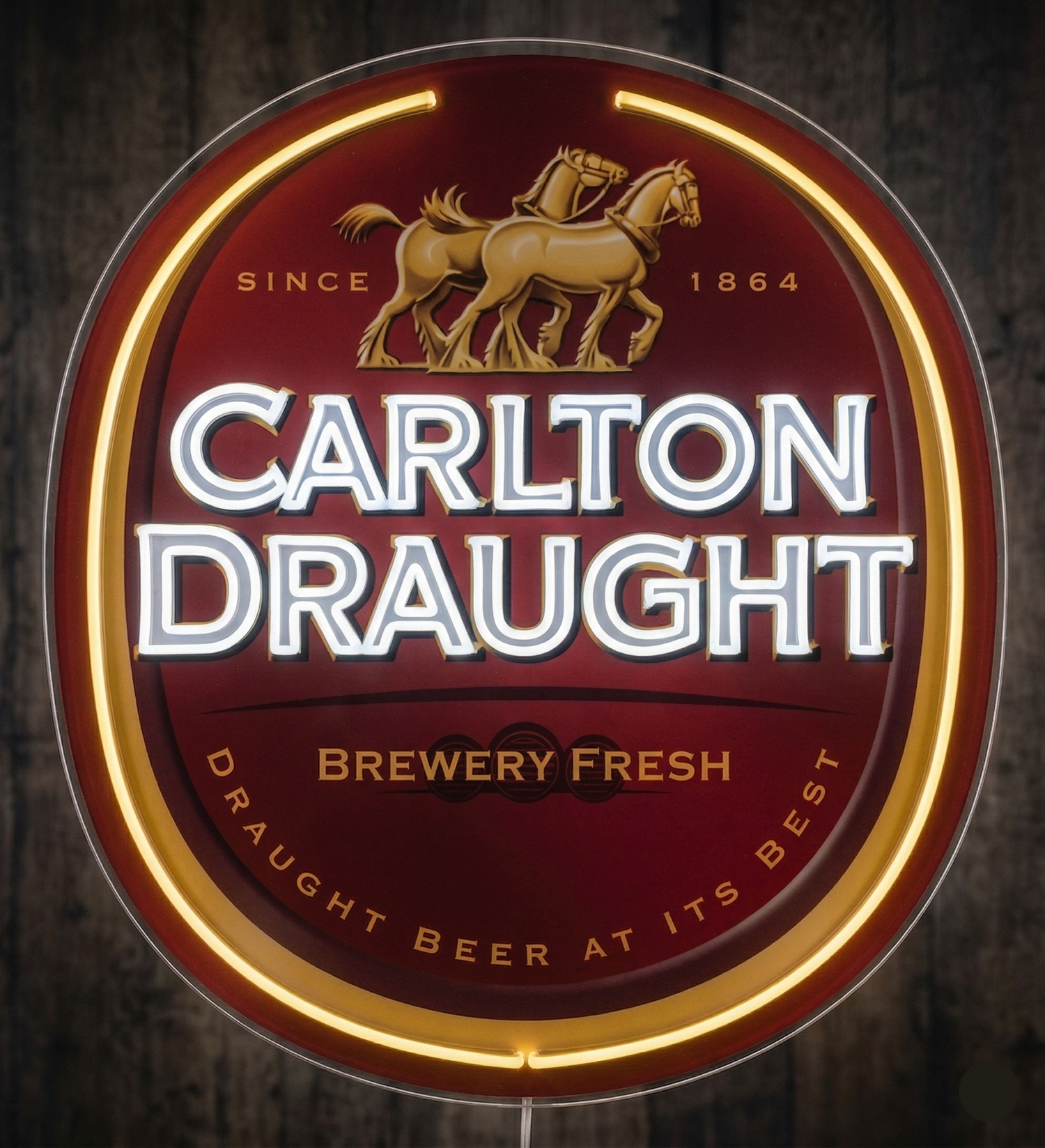 Carlton Draught inspired LED neon sign for Melbourne man cave or home bar, premium beer neon sign Australia