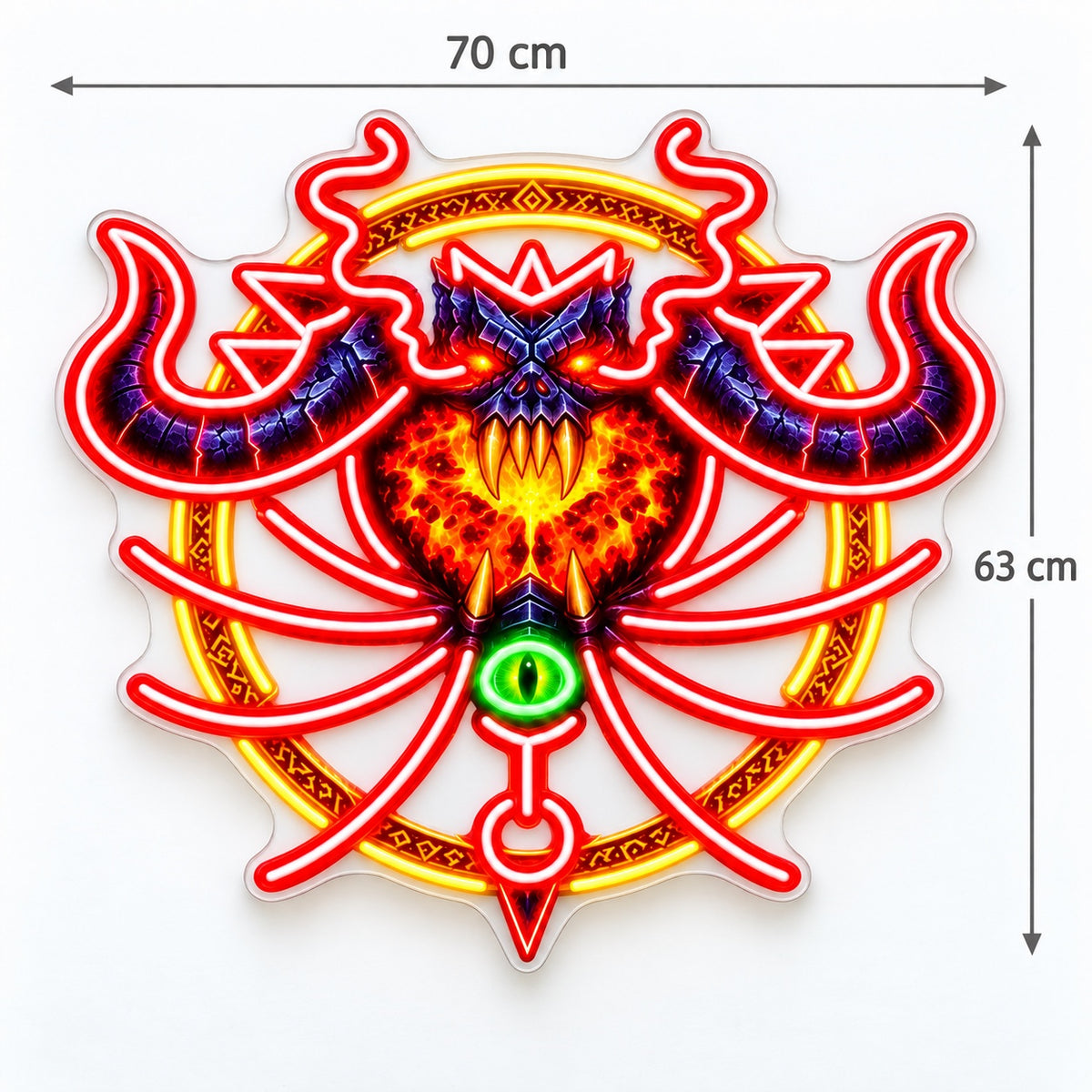 Custom Design: 2 x UV & Neon, horned emblem sign measuring 70 cm wide by 63 cm high