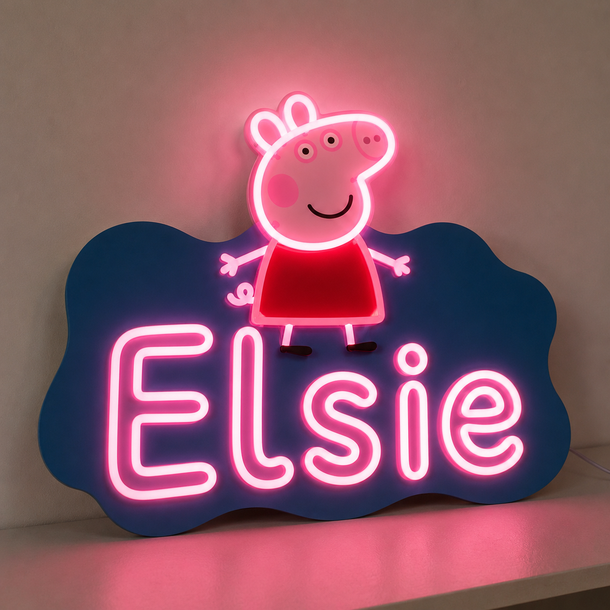 Custom Name Peppa Pig LED Neon Sign personalised kids bedroom decor