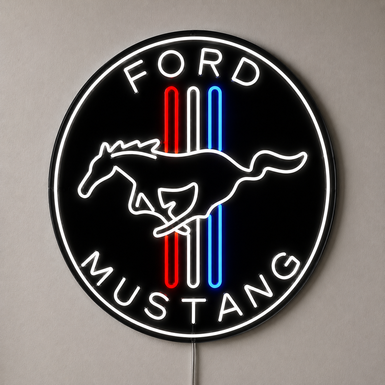 Ford Mustang Badge LED Neon Sign Garage Man Cave Mustang Fan Wall Decor Gift