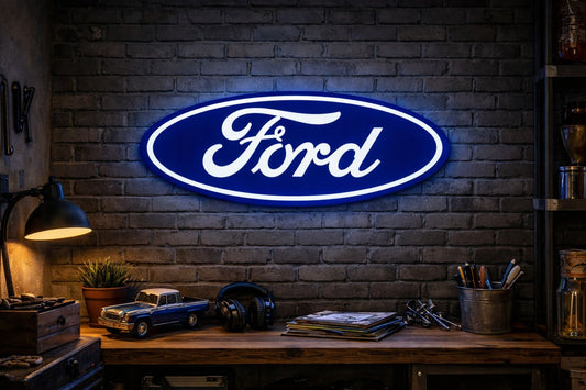 Ford Oval Inspired Car Logo Neon Sign – LED Neon Light - Neon Lanes