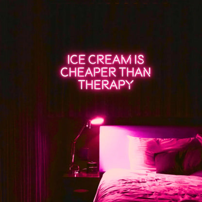 Ice Cream Is Cheaper Than Therapy LED Neon Light Sign - Neon Lanes
