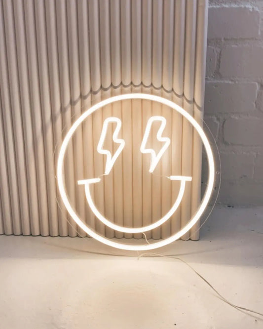 Lightning Smiley Face LED Neon Light Sign - Neon Lanes