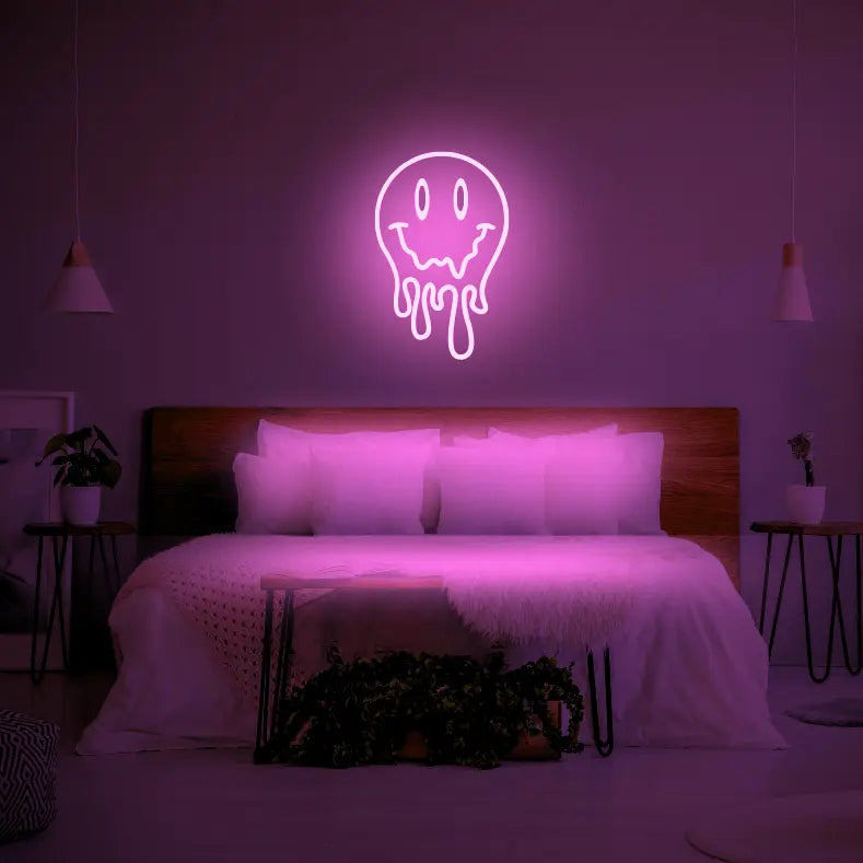 Melting Smiley Face LED Neon Light Sign - Neon Lanes