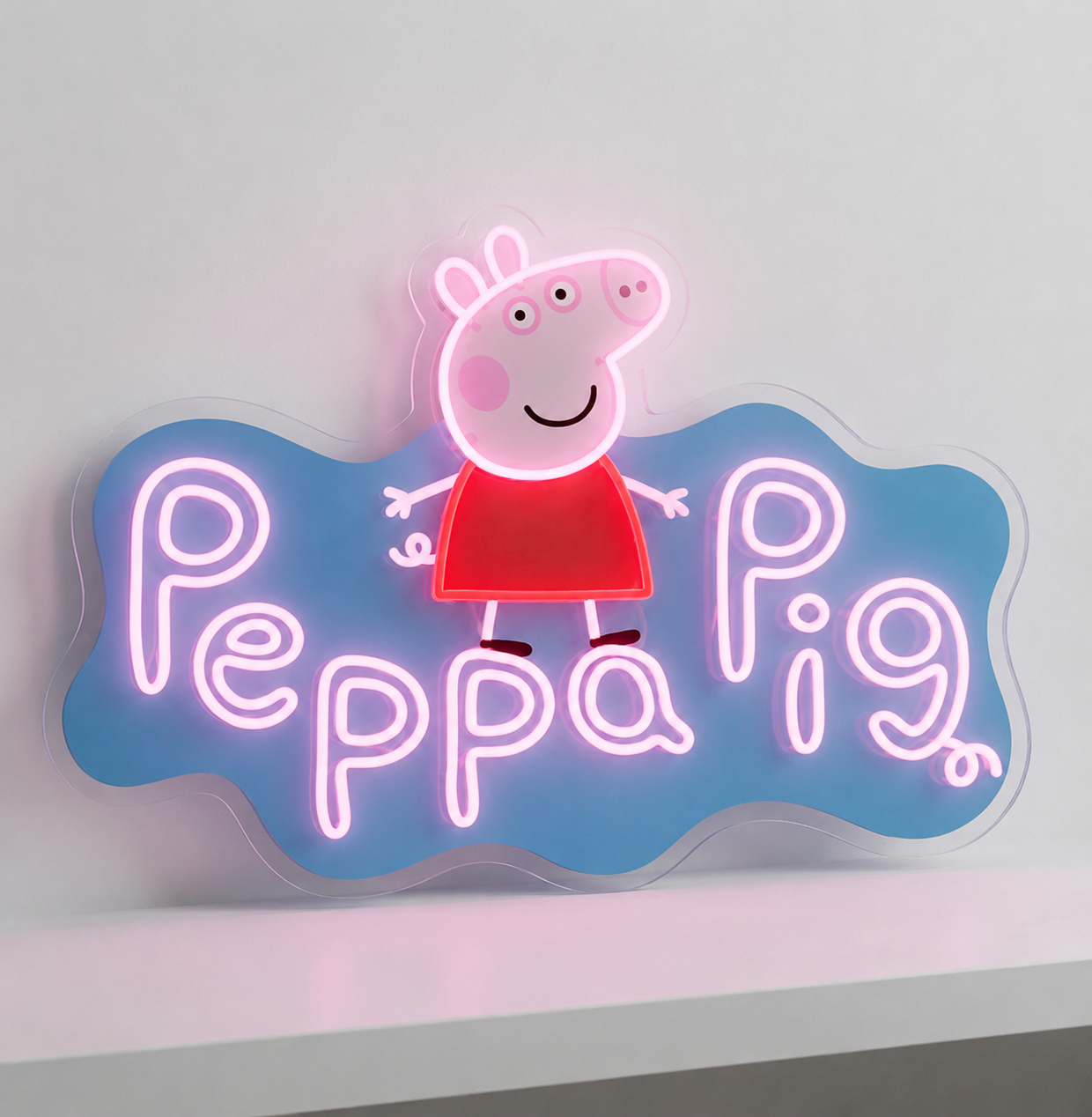 Peppa Pig Pink LED Neon Sign Kids Bedroom Playroom Nursery Wall Decor Peppa Pig Fan Gift