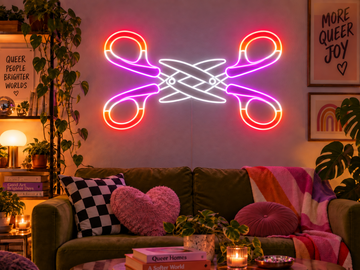 scissoring lesbian queer led neon sign
