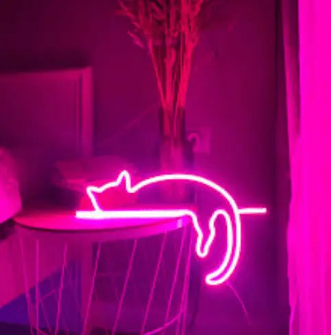 Sleeping Cat LED Neon Sign - Neon Lanes