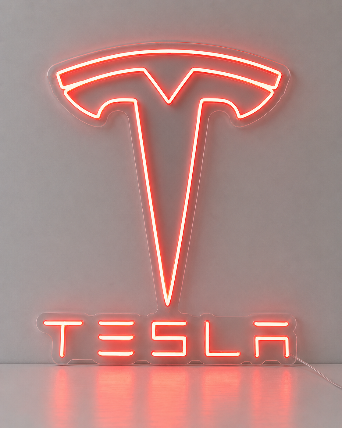 Tesla LED Neon Sign Garage Modern Wall Decor Electric Vehicle Fan Gift